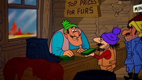 Screenshots from the 1964 Warner Bros. cartoon The Iceman Ducketh
