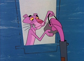 Screenshots from the 1964 DePatie Freleng cartoon The Pink Phink