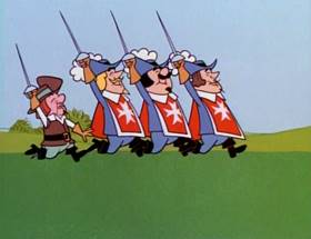 Screenshots from the 1964 UPA cartoon The Three Musketeers (Part 1)