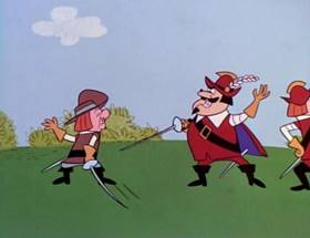 Screenshots from the 1964 UPA cartoon The Three Musketeers (Part 1)