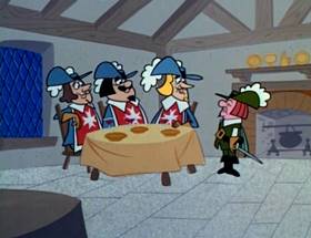 Screenshots from the 1964 UPA cartoon The Three Musketeers (Part 1)