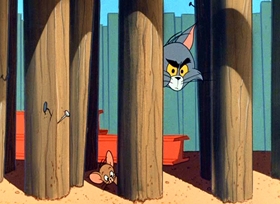 Screenshots from the 1965 MGM cartoon Bad Day at Cat Rock