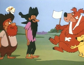 Screenshots from the 1965 Walter Lantz cartoon Canned Dog Feud