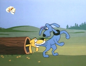 Screenshots from the 1965 Walter Lantz cartoon Canned Dog Feud