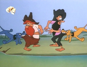 Screenshots from the 1965 Walter Lantz cartoon Canned Dog Feud