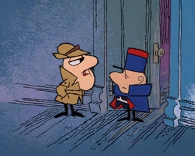 Screenshots from the 1965 DePatie Freleng cartoon The Great DeGaulle Stone Operation