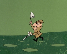 Screenshots from the 1965 DePatie Freleng cartoon The Great DeGaulle Stone Operation