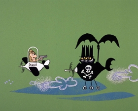 Screenshots from the 1965 DePatie Freleng cartoon The Great DeGaulle Stone Operation