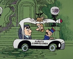 Screenshots from the 1965 DePatie Freleng cartoon The Great DeGaulle Stone Operation