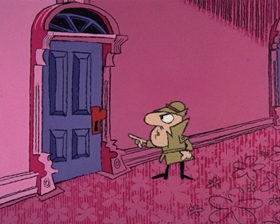 Screenshots from the 1965 DePatie Freleng cartoon The Great DeGaulle Stone Operation