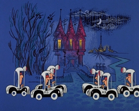 Screenshots from the 1965 DePatie Freleng cartoon The Great DeGaulle Stone Operation