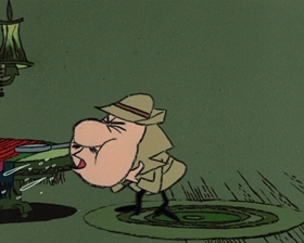 Screenshots from the 1965 DePatie Freleng cartoon The Great DeGaulle Stone Operation