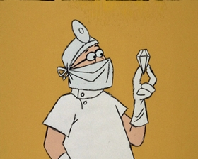 Screenshots from the 1965 DePatie Freleng cartoon The Great DeGaulle Stone Operation