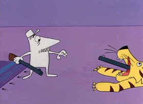 Screenshots from the 1965 DePatie Freleng cartoon We Give Pink Stamps