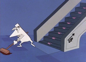 Screenshots from the 1965 DePatie Freleng cartoon We Give Pink Stamps