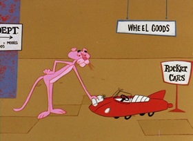 Screenshots from the 1965 DePatie Freleng cartoon We Give Pink Stamps