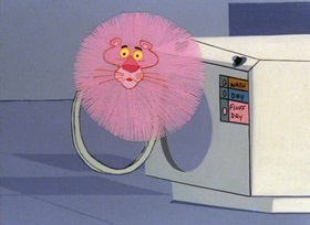 Screenshots from the 1965 DePatie Freleng cartoon We Give Pink Stamps