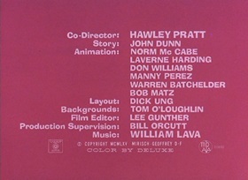 Screenshots from the 1965 DePatie Freleng cartoon We Give Pink Stamps