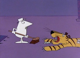 Screenshots from the 1965 DePatie Freleng cartoon We Give Pink Stamps