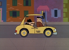 Screenshots from the 1965 DePatie Freleng cartoon Pinkfinger