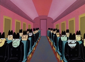Screenshots from the 1965 DePatie Freleng cartoon Pinkfinger
