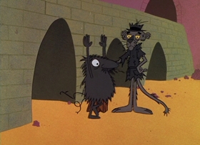 Screenshots from the 1965 DePatie Freleng cartoon Pinkfinger