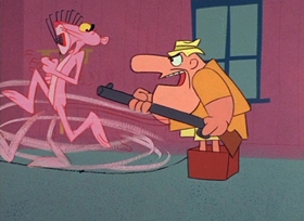 Screenshots from the 1965 DePatie Freleng cartoon Pink Panzer