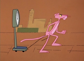 Screenshots from the 1965 DePatie Freleng cartoon An Ounce of Pink