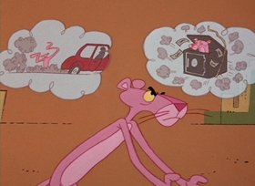 Screenshots from the 1965 DePatie Freleng cartoon An Ounce of Pink