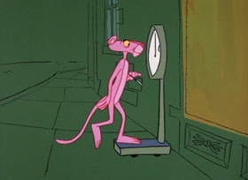 Screenshots from the 1965 DePatie Freleng cartoon An Ounce of Pink