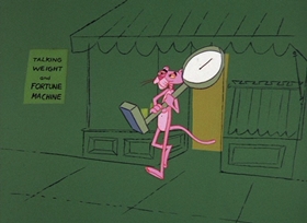 Screenshots from the 1965 DePatie Freleng cartoon An Ounce of Pink