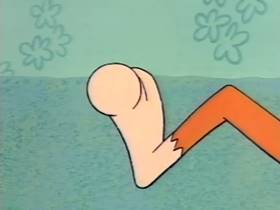 Screenshots from the 1966 Terrytoons cartoon The Cowardly Watchdog