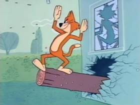 Screenshots from the 1966 Terrytoons cartoon The Cowardly Watchdog