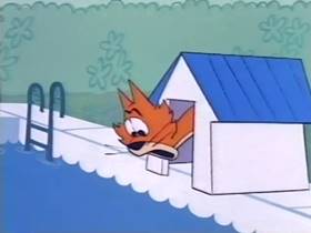 Screenshots from the 1966 Terrytoons cartoon The Cowardly Watchdog