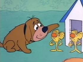Screenshots from the 1966 Terrytoons cartoon The Cowardly Watchdog