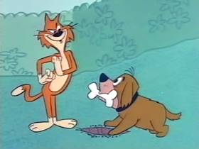 Screenshots from the 1966 Terrytoons cartoon The Cowardly Watchdog
