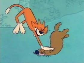 Screenshots from the 1966 Terrytoons cartoon The Cowardly Watchdog