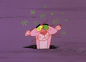 Screenshots from the 1966 DePatie Freleng cartoon Pink Punch