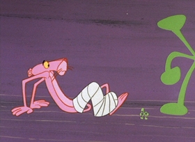 Screenshots from the 1966 DePatie Freleng cartoon Pink Punch