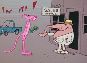 Screenshots from the 1966 DePatie Freleng cartoon Pink Pistons