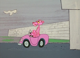 Screenshots from the 1966 DePatie Freleng cartoon Pink Pistons