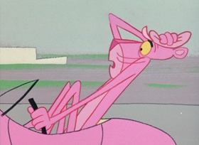 Screenshots from the 1966 DePatie Freleng cartoon Pink Pistons
