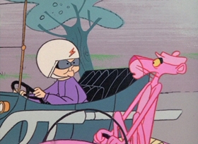 Screenshots from the 1966 DePatie Freleng cartoon Pink Pistons
