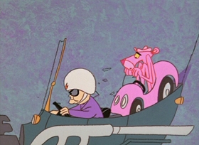 Screenshots from the 1966 DePatie Freleng cartoon Pink Pistons