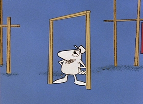 Screenshots from the 1966 DePatie Freleng cartoon The Pink Blueprint