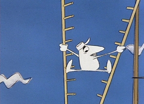Screenshots from the 1966 DePatie Freleng cartoon The Pink Blueprint