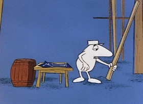 Screenshots from the 1966 DePatie Freleng cartoon The Pink Blueprint