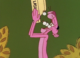 Screenshots from the 1966 DePatie Freleng cartoon Smile Pretty, Say Pink