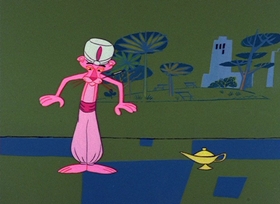 Screenshots from the 1966 DePatie Freleng cartoon Genie with the Light Pink Fur