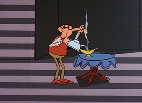 Screenshots from the 1966 DePatie Freleng cartoon Genie with the Light Pink Fur